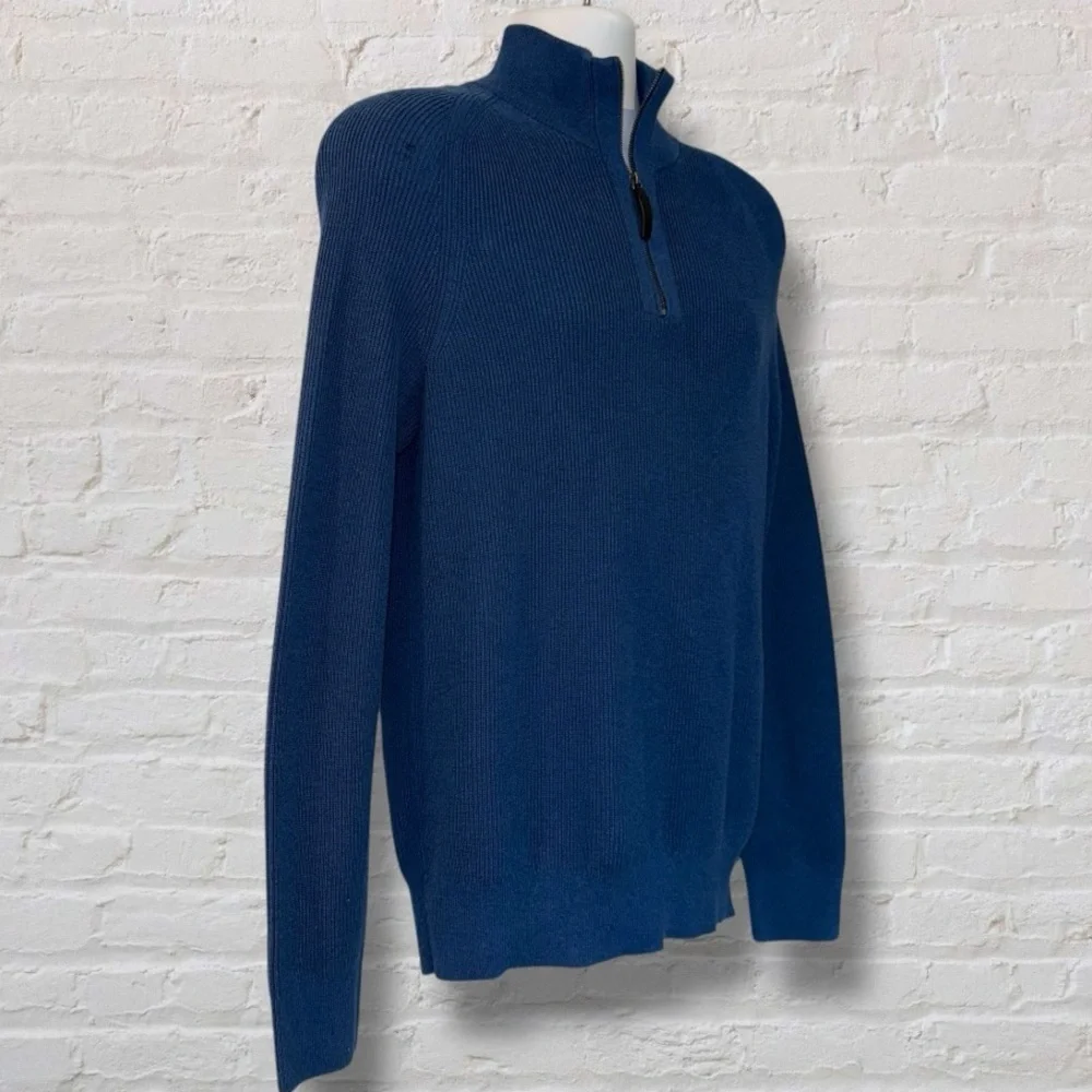 Banana Republic Men’s Supima Cotton Ribbed ¼-Zip Sweater Blue Size Medium